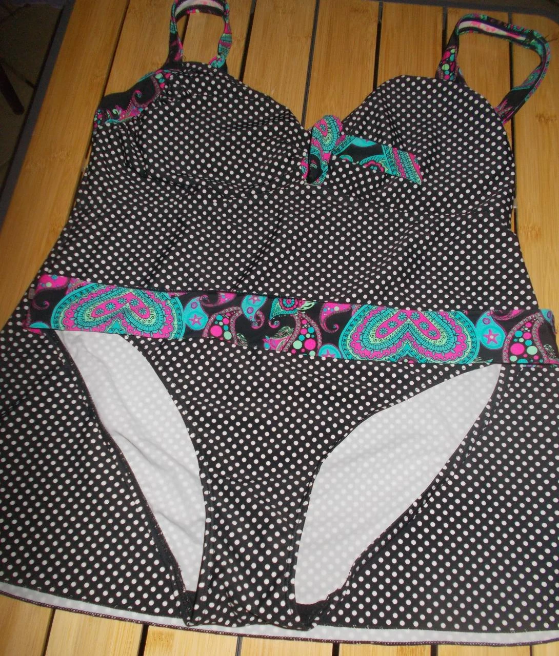 Maillot de bain 2 pièces tankini noir à pois - Bonprix - Taille M (42/44) – photo 6